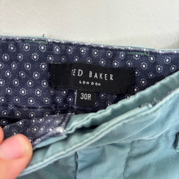 Ted Baker Blue Green Twill Shorts Classic Summer Preppy Size 30R - Picture 7 of 7